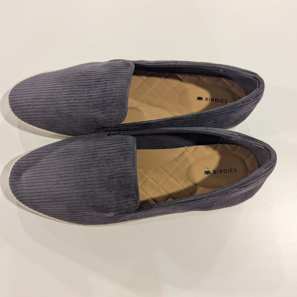 Birdies The Swift Women's Size 10.5 Charcoal Gray Corduroy Slippers Shoes